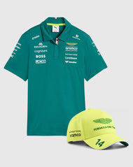 Aston Martin Combo Gorra/Polo Fernando Alonso Oficial 2026 - Lima