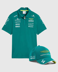 Aston Martin Combo Gorra/Polo Fernando Alonso Oficial 2026 - Verde