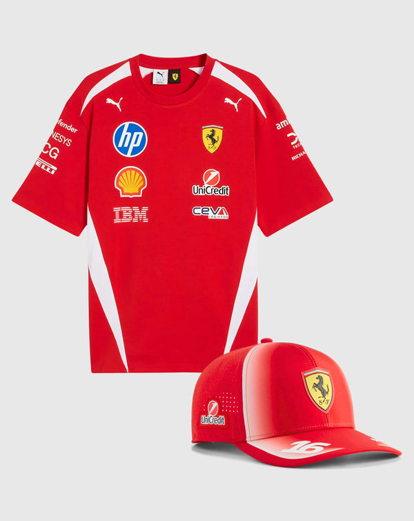 Ferrari Combo Gorra/Playera Charles Leclerc Oficial 2026