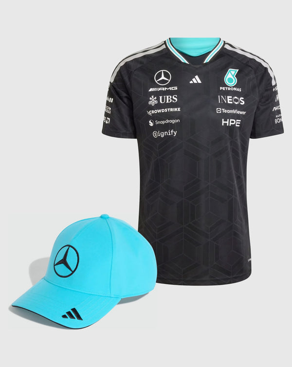 Mercedes AMG Petronas Combo Gorra/Playera Authentic George Russell Oficial 2026
