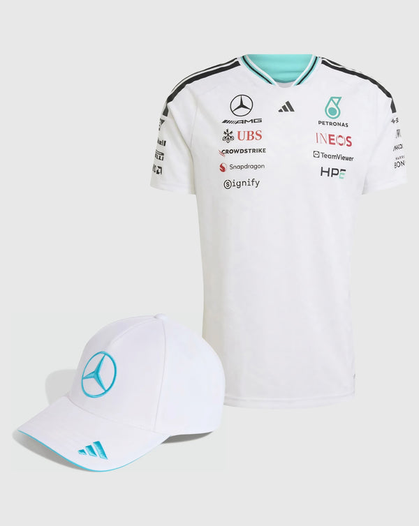 Mercedes AMG Petronas Combo Gorra/Playera Authentic George Russell Oficial 2026