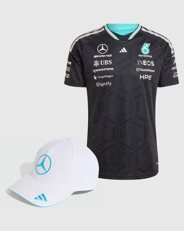 Mercedes AMG Petronas Combo Gorra/Playera Authentic George Russell Oficial 2026