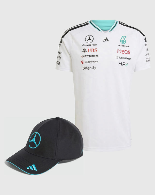 Mercedes AMG Petronas Combo Gorra/Playera Authentic George Russell Oficial 2026