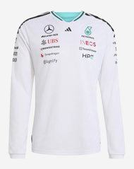 Mercedes AMG Petronas Playera Manga Larga Authentic Oficial 2026 - Blanco